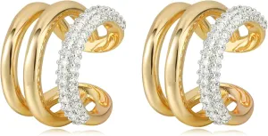 MTMY Gold Ear Cuff Earring for Women 14K Gold Plated Cubic Zirconia Non-Pierced Clip on Cartilage Chunky Ear Cuffs Hypoallergenic Jewelry