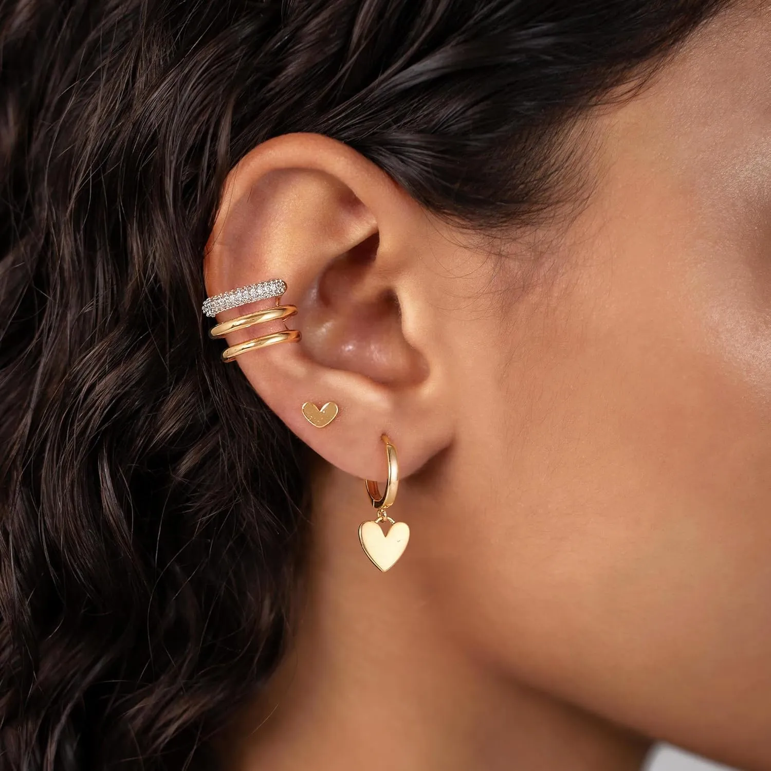 MTMY Gold Ear Cuff Earring for Women 14K Gold Plated Cubic Zirconia Non-Pierced Clip on Cartilage Chunky Ear Cuffs Hypoallergenic Jewelry