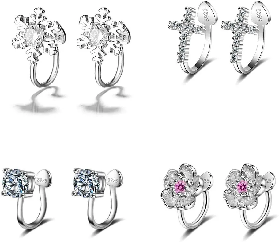 Multi Style Clip-on Earrings Non Pierced Cuffs Wraps Fine Shine for Womens Mens