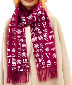 Multicolor Personalized Scarf for Women Men Custom Name Scarves for Women Lightweight Winter Scarf Womens Scarf Shawl Wraps for Women Snowflake Womens Scarves Soft Warm Scarf Womens Wraps and Shawls