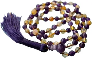 Natural Ametrine, Amethyst, Citrine 8mm 108 Mala Beads, Spiritual, Meditation Beads, Reiki, Japa Mala, Buddhist Prayer Beads, Yoga Bracelet, healing beads LKMALA-RRGU-1880