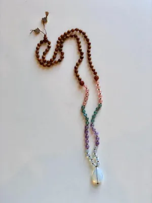 Natural apatite, quartz,amethyst,sandalwood 6mm 108 Mala Beads, Spiritual, Meditation Beads, Reiki, Japa Mala, Buddhist Prayer Beads, Yoga Bracelet, healing beads LKMALA-RRGU-3882