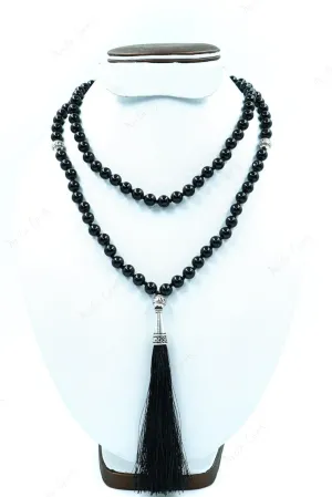 Natural Black Onyx 8mm 108 Mala Beads, Spiritual, Meditation Beads, Reiki, Japa Mala, Buddhist Prayer Beads, Yoga Bracelet, healing beads LKMALA-RRGU-2755