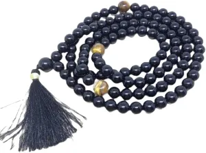 Natural Black Onyx With Tiger Eye 8mm 108 Mala Beads, Spiritual, Meditation Beads, Reiki, Japa Mala, Buddhist Prayer Beads, Yoga Bracelet, healing beads LKMALA-RRGU-289