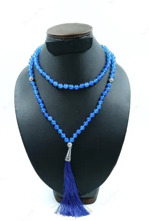 Natural Blue Chalcedony Quartz 8mm 108 Mala Beads, Spiritual, Meditation Beads, Reiki, Japa Mala, Buddhist Prayer Beads, Yoga Bracelet, healing beads LKMALA-RRGU-2793
