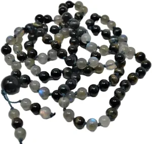 Natural Blue Tiger Eye,Labradorite,Obsidian 8mm-10mm 108 Mala Beads, Spiritual, Meditation Beads, Reiki, Japa Mala, Buddhist Prayer Beads, Yoga Bracelet, healing beads LKMALA-RRGU-356