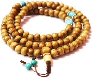 Natural Brown Yak Bone,Turquoise 8mm 108 Mala Beads, Spiritual, Meditation Beads, Reiki, Japa Mala, Buddhist Prayer Beads, Yoga Bracelet, healing beads LKMALA-RRGU-731