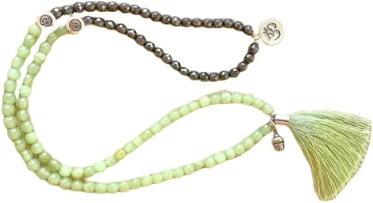 Natural Green Onyx & Hematite 6mm 108 Mala Beads, Spiritual, Meditation Beads, Reiki, Japa Mala, Buddhist Prayer Beads, Yoga Bracelet, healing beads LKMALA-RRGU-1072