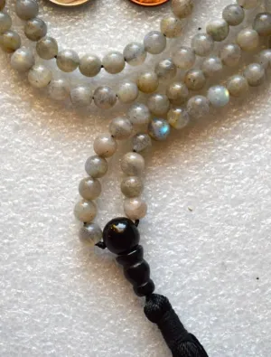 Natural Labradorite and Black Onyx 6mm 108 Mala Beads, Spiritual, Meditation Beads, Reiki, Japa Mala, Buddhist Prayer Beads, Yoga Bracelet, healing beads LKMALA-RRGU-1808