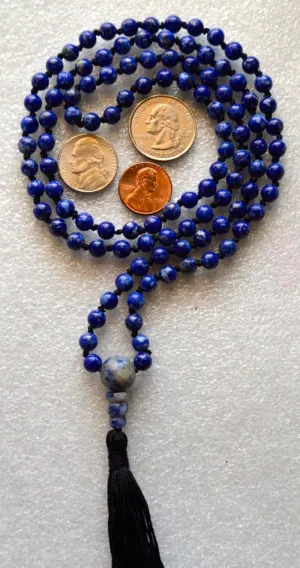Natural lapis lazuli 8mm 108 Mala Beads, Spiritual, Meditation Beads, Reiki, Japa Mala, Buddhist Prayer Beads, Yoga Bracelet, healing beads LKMALA-RRGU-1824