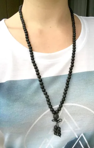 Natural lava rock 6mm 108 Mala Beads, Spiritual, Meditation Beads, Reiki, Japa Mala, Buddhist Prayer Beads, Yoga Bracelet, healing beads LKMALA-RRGU-3387