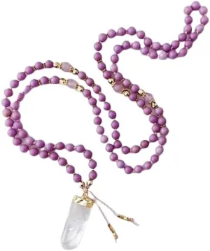 Natural Phosphosiderite Amethyst Quartz 8mm 108 Mala Beads, Spiritual, Meditation Beads, Reiki, Japa Mala, Buddhist Prayer Beads, Yoga Bracelet, healing beads LKMALA-RRGU-2098