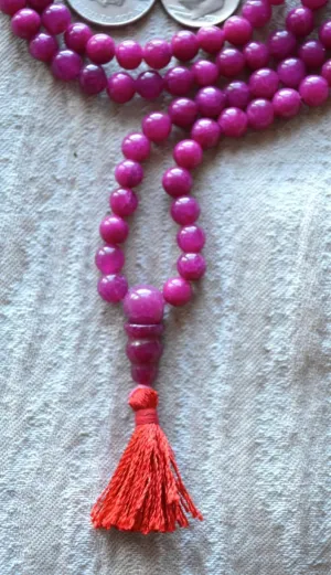 Natural Pink Jade 6mm 108 Mala Beads, Spiritual, Meditation Beads, Reiki, Japa Mala, Buddhist Prayer Beads, Yoga Bracelet, healing beads LKMALA-RRGU-1655
