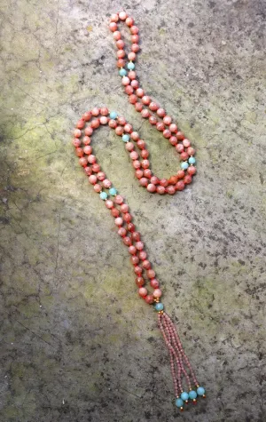 Natural Sunstone and Chalcedony 6mm 108 Mala Beads, Spiritual, Meditation Beads, Reiki, Japa Mala, Buddhist Prayer Beads, Yoga Bracelet, healing beads LKMALA-RRGU-2882