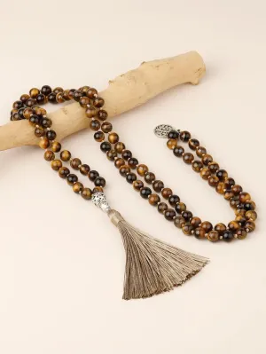 Natural Tiger eye 6mm 108 Mala Beads, Spiritual, Meditation Beads, Reiki, Japa Mala, Buddhist Prayer Beads, Yoga Bracelet, healing beads LKMALA-RRGU-3699