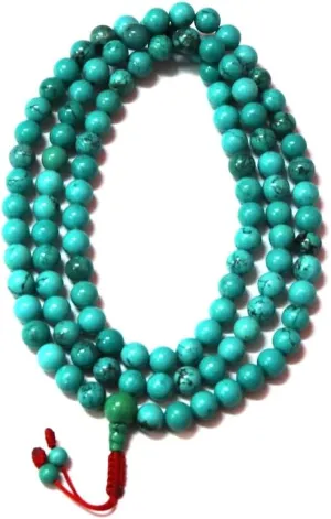 Natural Turquoise 8mm 108 Mala Beads, Spiritual, Meditation Beads, Reiki, Japa Mala, Buddhist Prayer Beads, Yoga Bracelet, healing beads LKMALA-RRGU-650