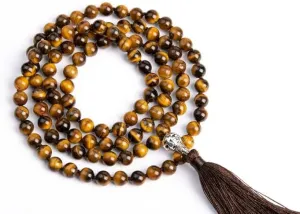 Natural Yellow Tiger Eye 8mm 108 Mala Beads, Spiritual, Meditation Beads, Reiki, Japa Mala, Buddhist Prayer Beads, Yoga Bracelet, healing beads LKMALA-RRGU-2859