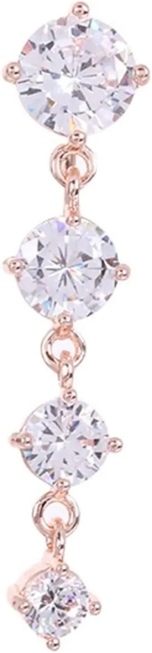 Navel Rings for Women, Belly Rings for Women Belly Rings Surgical Steel Dangling Long Round Cubic Zirconia Belly Button Piercing Jewelry