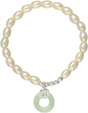 New 2025 Unisex 925 Sterling Silver Imitation Pearls Bracelet For Women Hot Foran Jade Sweet Romantic Elastic Jewelry Gift With You Accessories Trendy Creative For Women And Men