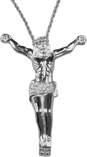 New 2025 Unisex Hip Hop Men's Big Necklace Jesus Cross Pendant With Rhinestone Gold Color Chain For Women Head Face Christian Fashion Decoration Jewelry Luxury Accessories Trendy For Women And Men