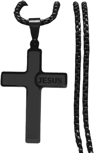 New 2025 Unisex Stainless Steel Jesus Cross Pendant Chain Necklace For Men Women Jewelry Catholic Crucifixes Rosaries Accessories Decoration Luxury With You Trendy For Women And Men