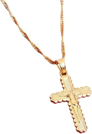 New for Trendy 2025 Cross Inri Crucifix Jesus Pendant Necklace Gold Color Men Chain Christian Jewelry Christmas Gifts Jewelry Fashion Accessories Creative Gift