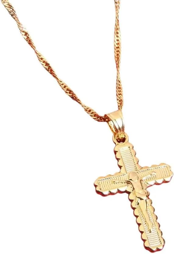 New for Trendy 2025 Cross Inri Crucifix Jesus Pendant Necklace Gold Color Men Chain Christian Jewelry Christmas Gifts Jewelry Fashion Accessories Creative Gift
