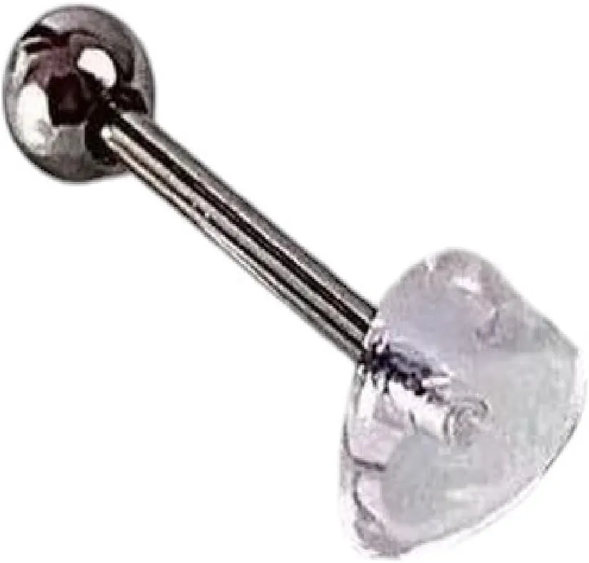 New For Trendy 2025 Lovely Transparent Love Heart Acrylic Tongue Bar Rings Stainless Steel Student-Discovery Earring Tongue Piercing Jewelry Fashion Accessories Creative Gift