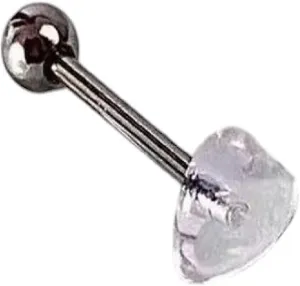 New For Trendy 2025 Lovely Transparent Love Heart Acrylic Tongue Bar Rings Stainless Steel Student-Discovery Earring Tongue Piercing Jewelry Fashion Accessories Creative Gift