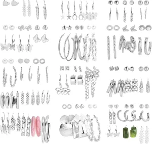 NEWITIN Multipack Earrings Set for Women Hypoallergenic Studs Fashion Drop Dangle Earring Zircon Pearl Stud Earring Statement Hoop Earrings for Women