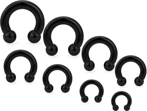 Ocptiy 00G 0G 2G 4G 6G 8G 12G 14G 16G 20G Septum Ear Earrings Gauges Stretching Kit Surgical Steel Horseshoe Septum Eyebrow Lip Navel Belly Ring Cartilage Helix Tragus Earrings Piercing Kit