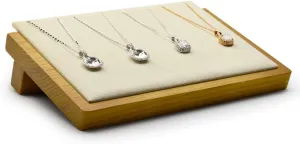 Oirlv Wood Necklace Display Board Pendant Long Chain Holder Jewelry Showcase Organizer (Creamy-White)