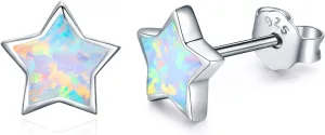 Opal Star Earrings Star Studs 925 Sterling Silver Synthetic Opal Earrings Hypoallergenic Earring Jewelry for Women Mom