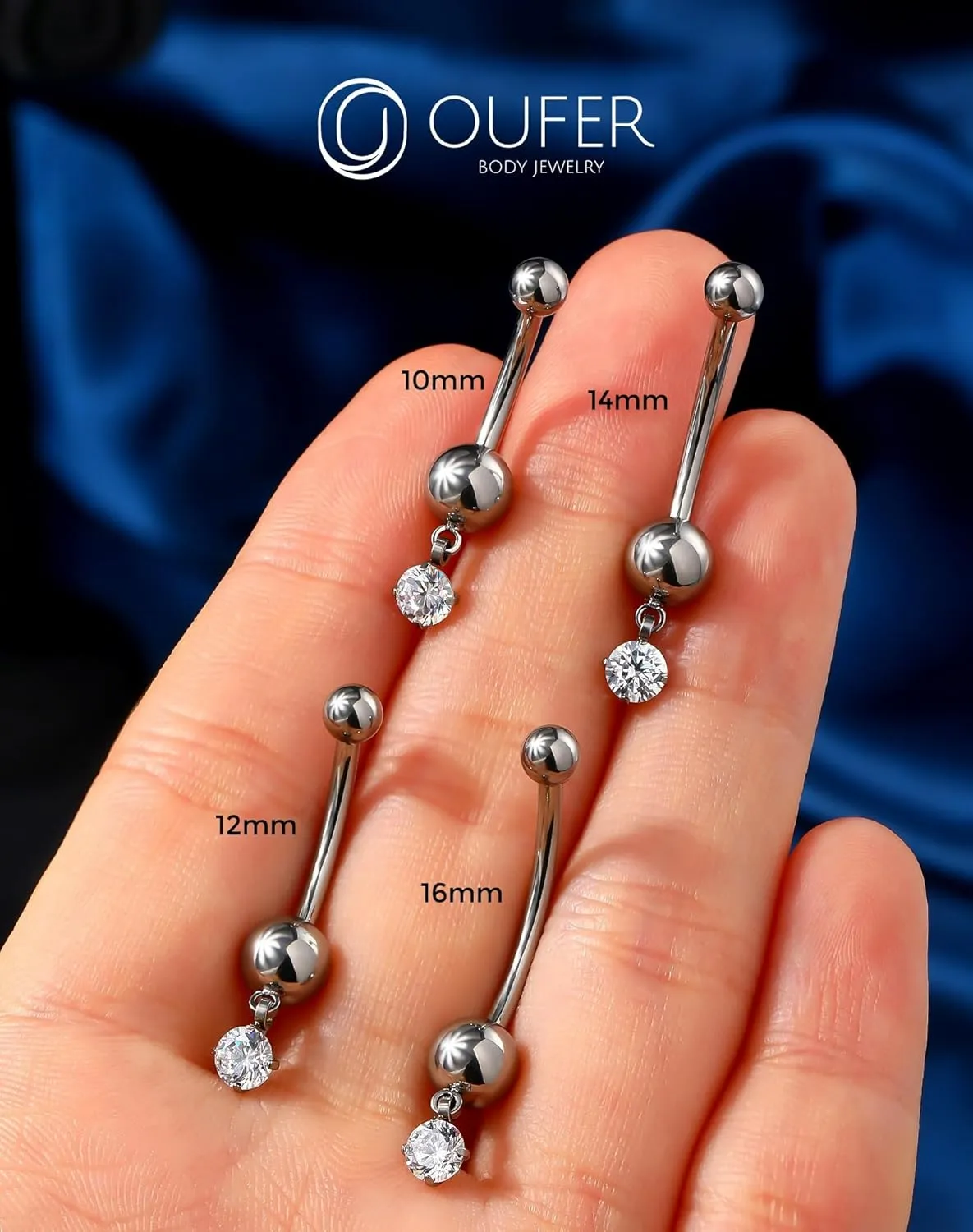 OUFER Titanium Belly Button Rings, Dangle Belly Button Piercing, Clear CZ Dangle Navel Piercing Jewelry, Long Belly Button Rings, Internally Threaded Belly Rings For Women Men