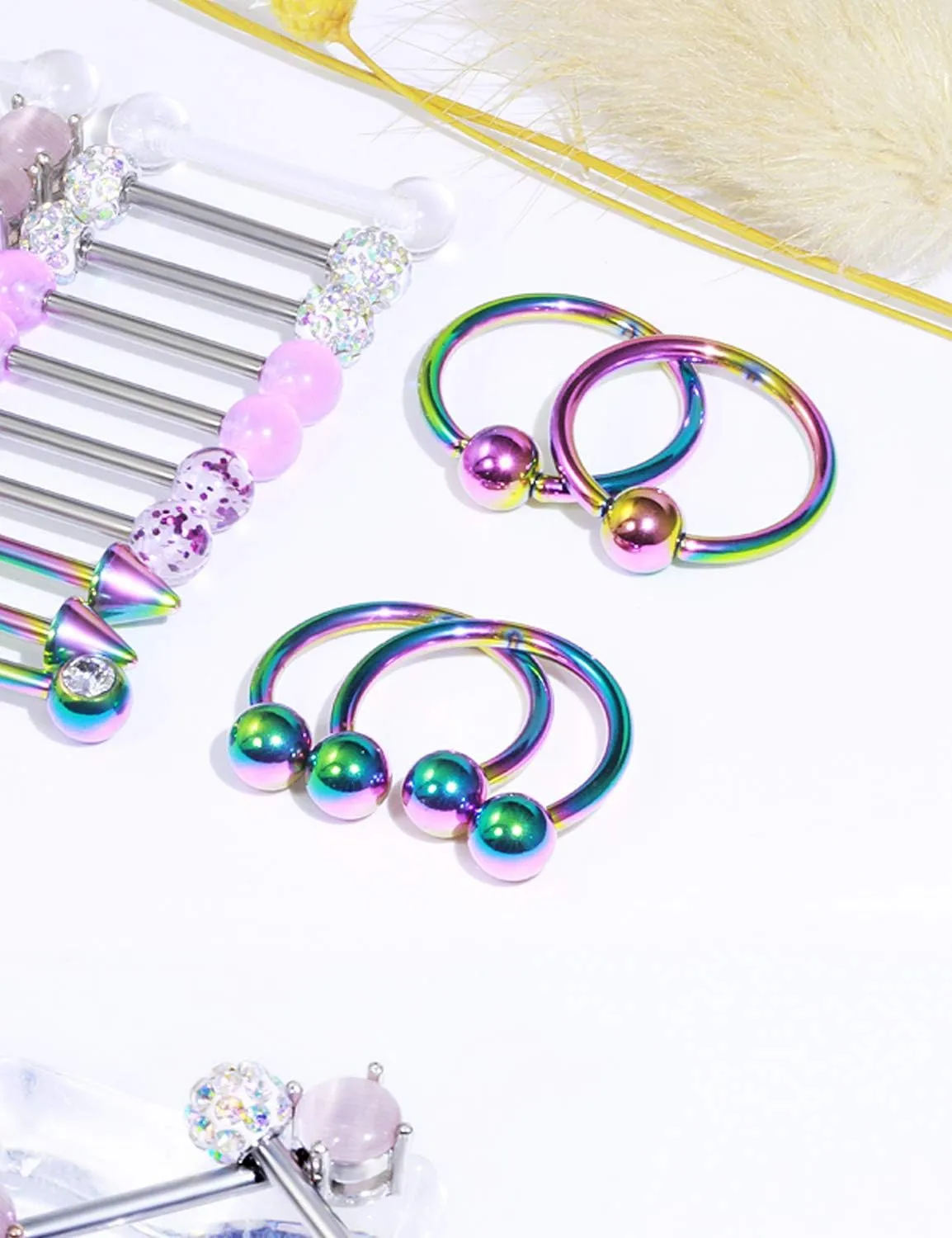 Oufksiyy 12 Pairs Nipple Rings Surgical Stainless Steel Hypoallergenic Nipple Piercing Jewelry 14G Nipple Barbells Hoops Tongue Rings for Women Men 14mm 14 Gauge Niple Tongue Jewelry