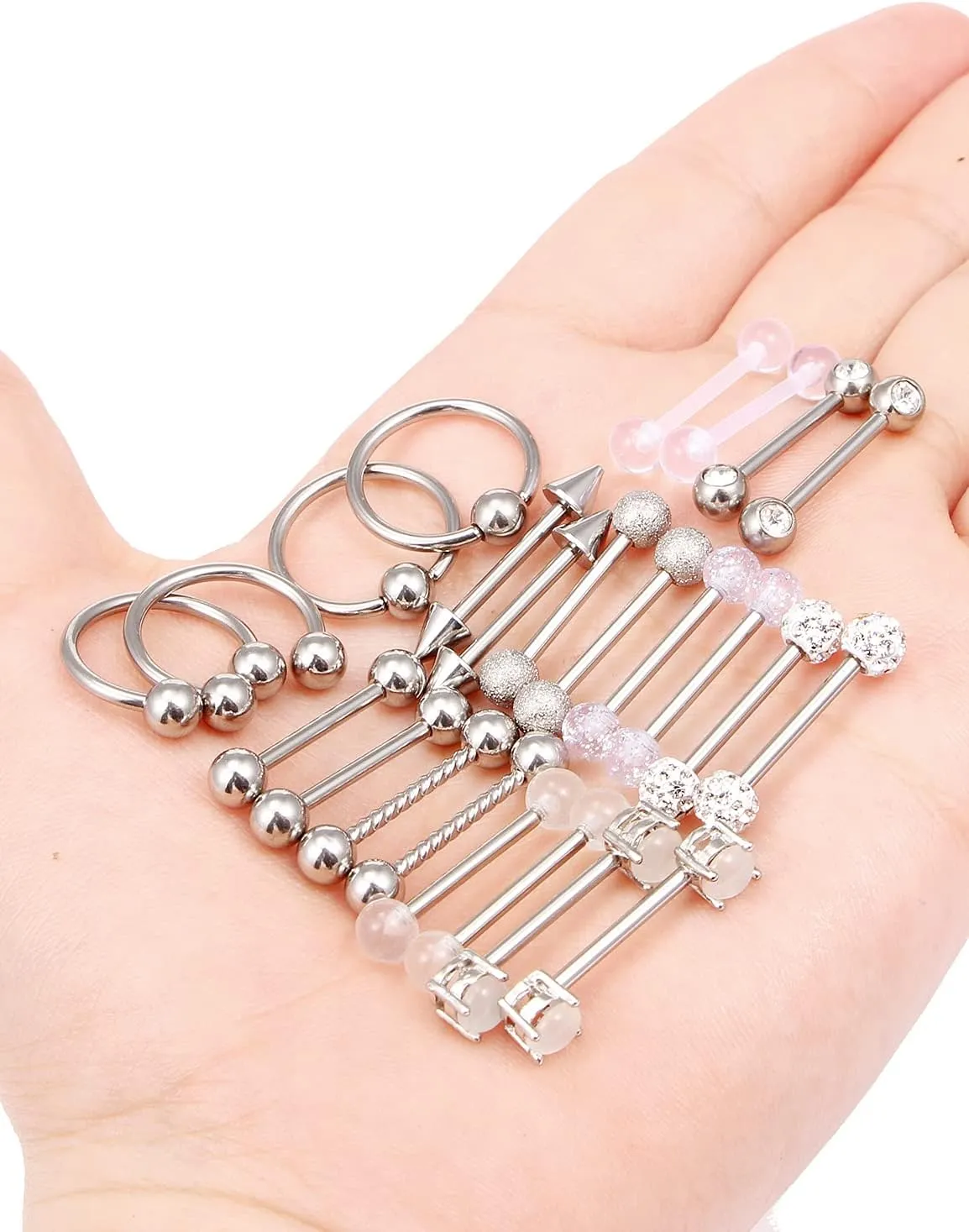 Oufksiyy 12 Pairs Nipple Rings Surgical Stainless Steel Hypoallergenic Nipple Piercing Jewelry 14G Nipple Barbells Hoops Tongue Rings for Women Men 14mm 14 Gauge Niple Tongue Jewelry