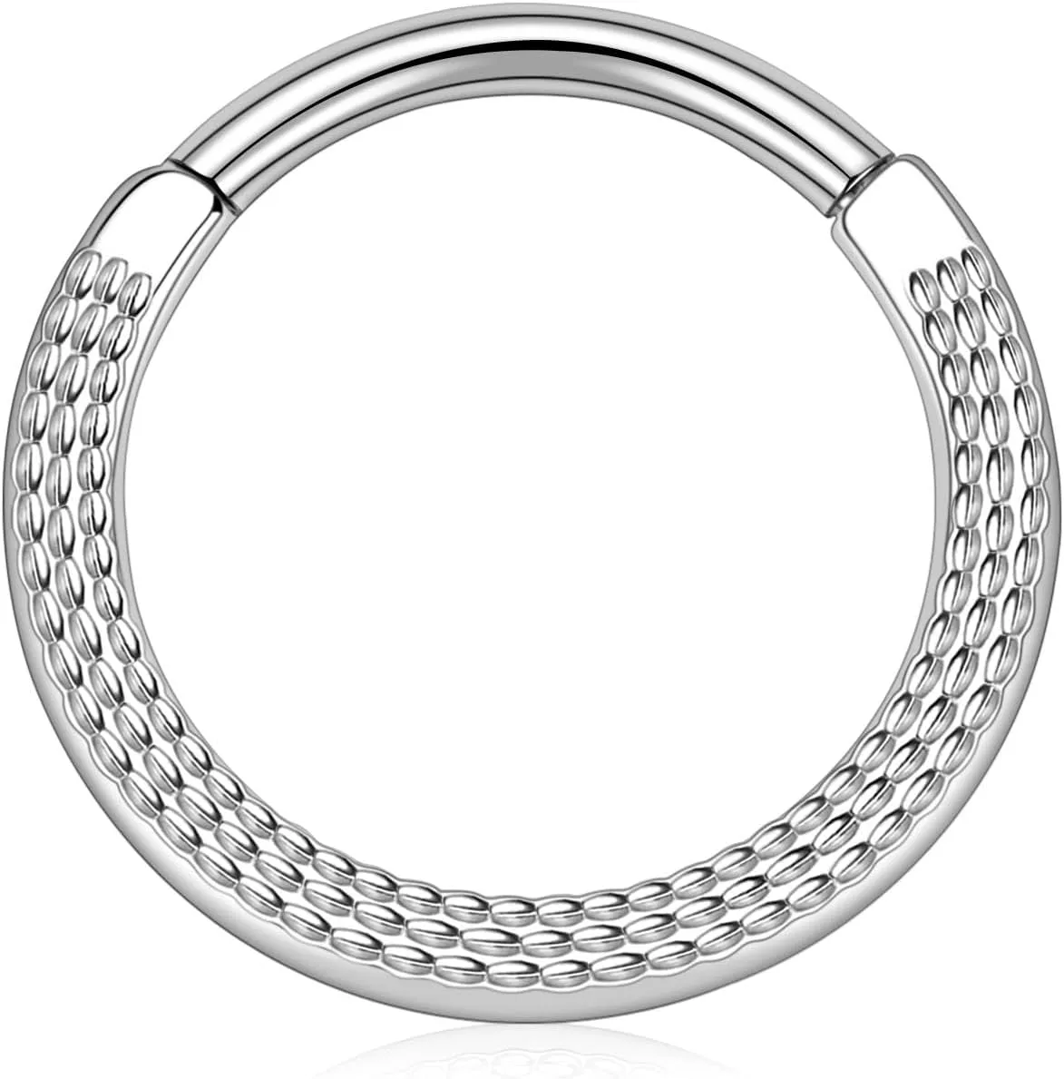 PEAKLINK 16G Septum Nose Ring Septum Jewelry Hammered Surface Daith Earrings Surgical Steel Conch Piercing Jewelry Seamless Clicker Ring Rook Earring Helix Cartilage Tragus Earrings 8mm 10mm