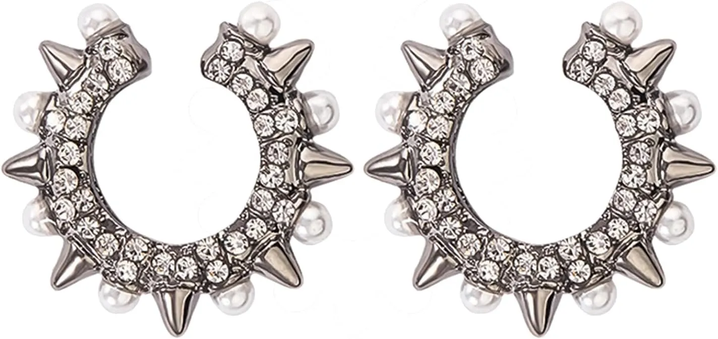 Pearl Ear Cuff Earrings for Women Rhinestone Rivet Ear Cuff Wraps Earrings Chunky Non Piercing Clip Earrings Trendy Jewelry Gifts for Women