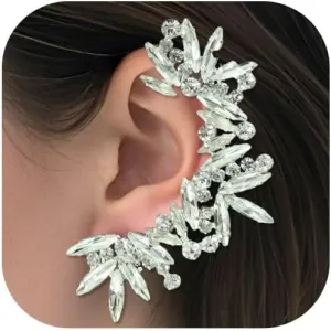 PEARLY JUN Ear Climbers Earrings for Women, 3PC Rhinestone Zircon Gold Plated Full Ear Cuff Crystal Earrings Wraps Pierced Hole Dangle Dainty Trendy Costume Accessories