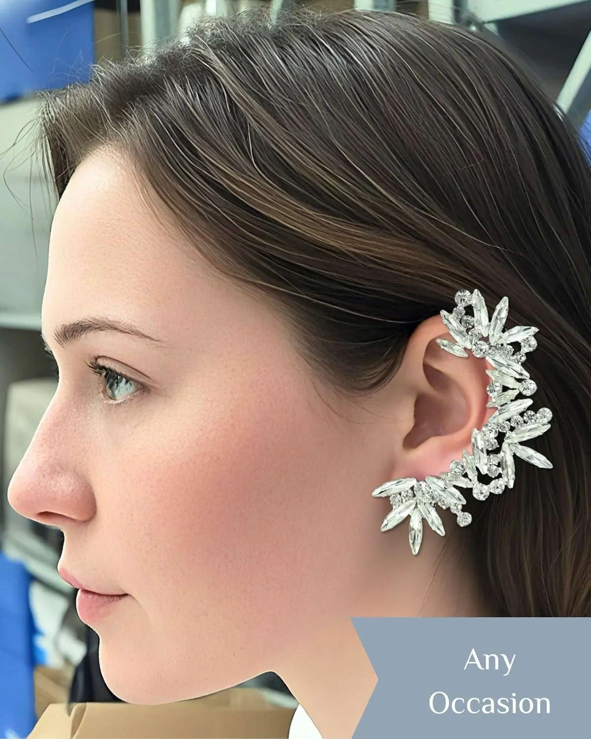 PEARLY JUN Ear Climbers Earrings for Women, 3PC Rhinestone Zircon Gold Plated Full Ear Cuff Crystal Earrings Wraps Pierced Hole Dangle Dainty Trendy Costume Accessories