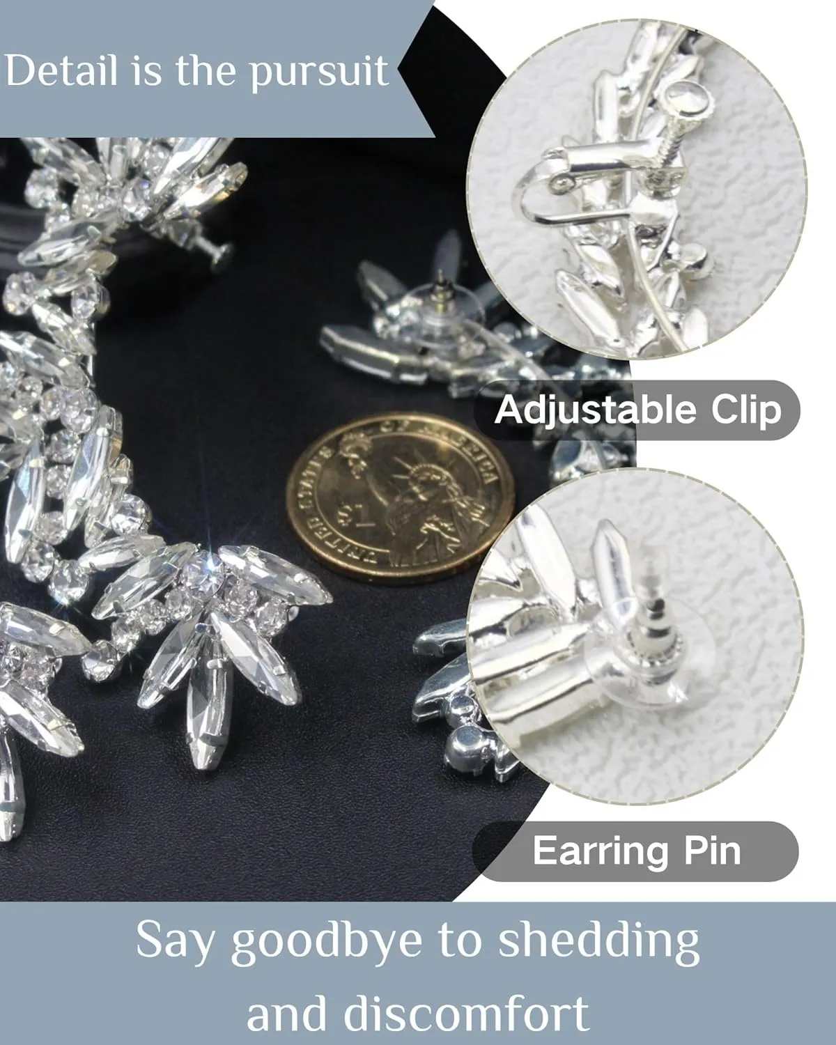 PEARLY JUN Ear Climbers Earrings for Women, 3PC Rhinestone Zircon Gold Plated Full Ear Cuff Crystal Earrings Wraps Pierced Hole Dangle Dainty Trendy Costume Accessories