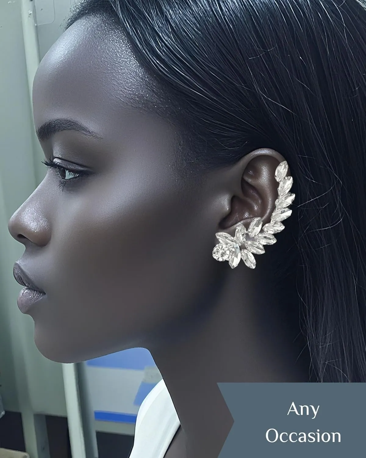 PEARLY JUN Ear Climbers Earrings for Women, 3PC Rhinestone Zircon Gold Plated Full Ear Cuff Crystal Earrings Wraps Pierced Hole Dangle Dainty Trendy Costume Accessories