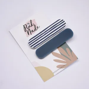 Pink Nade Resin Hair Clip (Stripe/Blue)