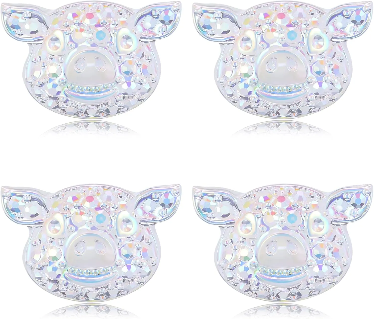 Plastic Earrings, KMEOSCH 2 Pairs Plastic Bling Pig Head Earrings Studs for Sensitive Ears