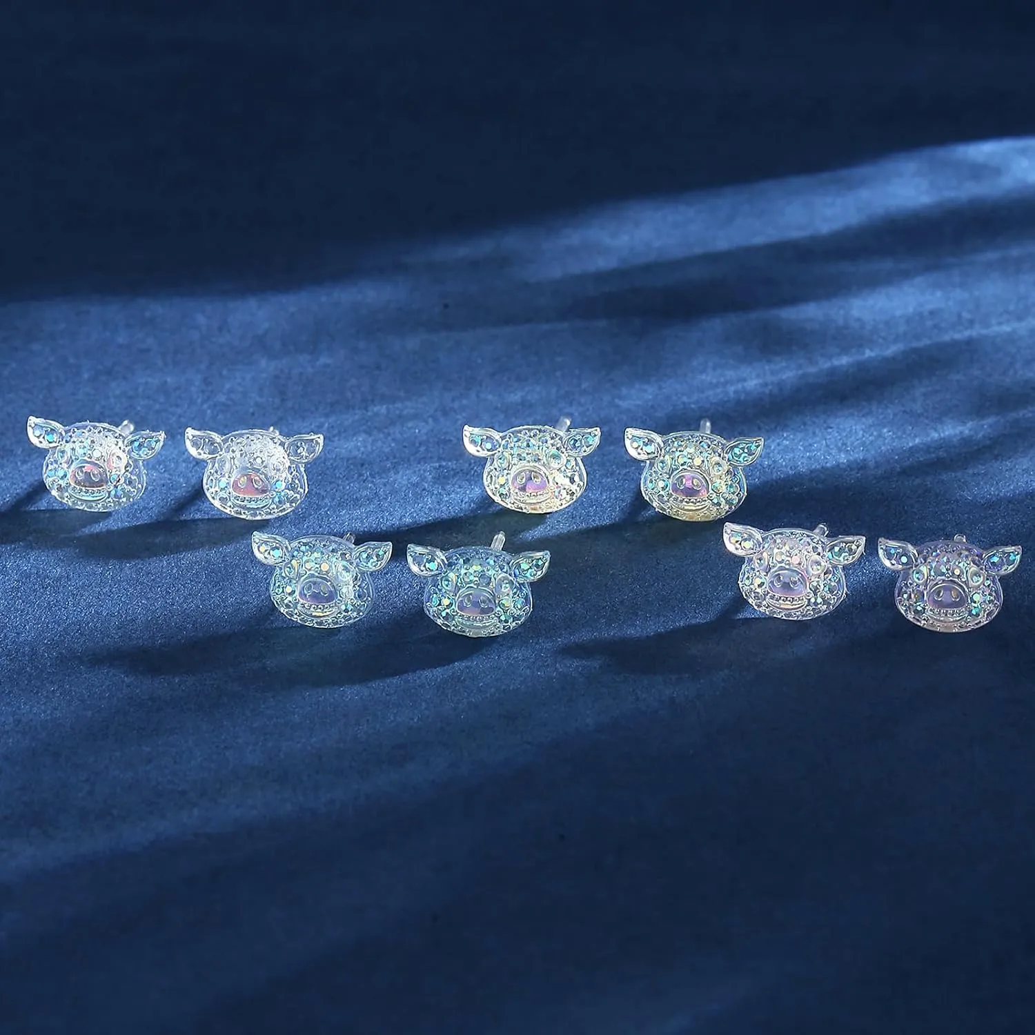 Plastic Earrings, KMEOSCH 2 Pairs Plastic Bling Pig Head Earrings Studs for Sensitive Ears