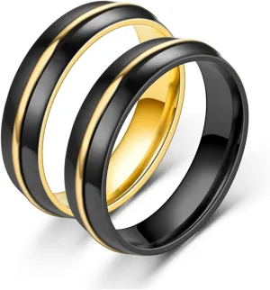 Promise Ring Black Gold, Stainless Steel Rings Gold Thread