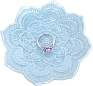 PUDDING CABIN Blue Mandala Ring Dish, Birthday Gift for Friend Female Women Mom Girls