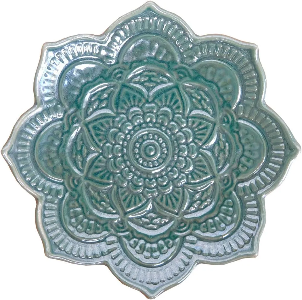 PUDDING CABIN Green Mandala Ring Dish, Birthday Gift for Mom Female Women Friend Girls