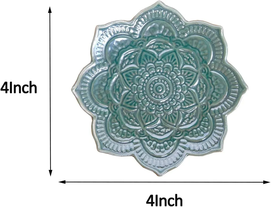 PUDDING CABIN Green Mandala Ring Dish, Birthday Gift for Mom Female Women Friend Girls