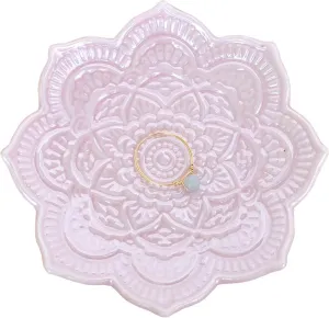 PUDDING CABIN Pink Mandala Ring Dish, Birthday Gift for Female Women Friend Mom Girls